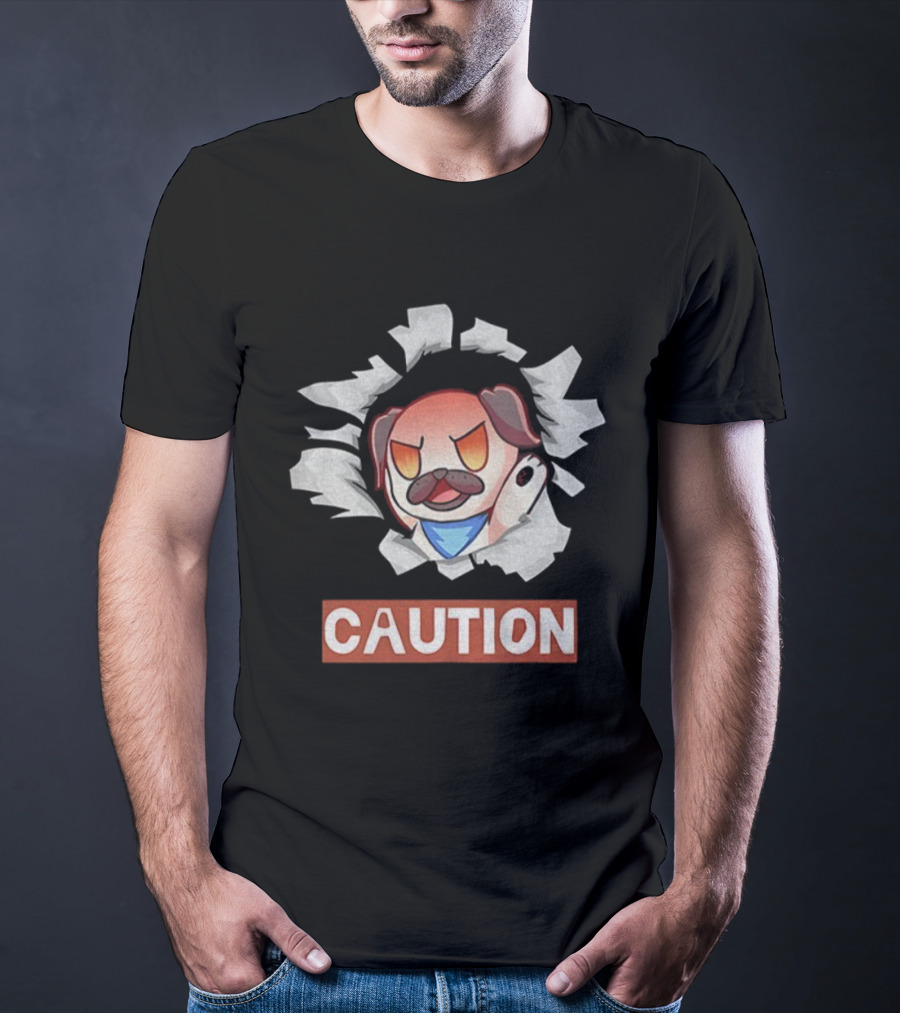 Andy Rage Caution Angry Mustached Dog Animation T-Shirt