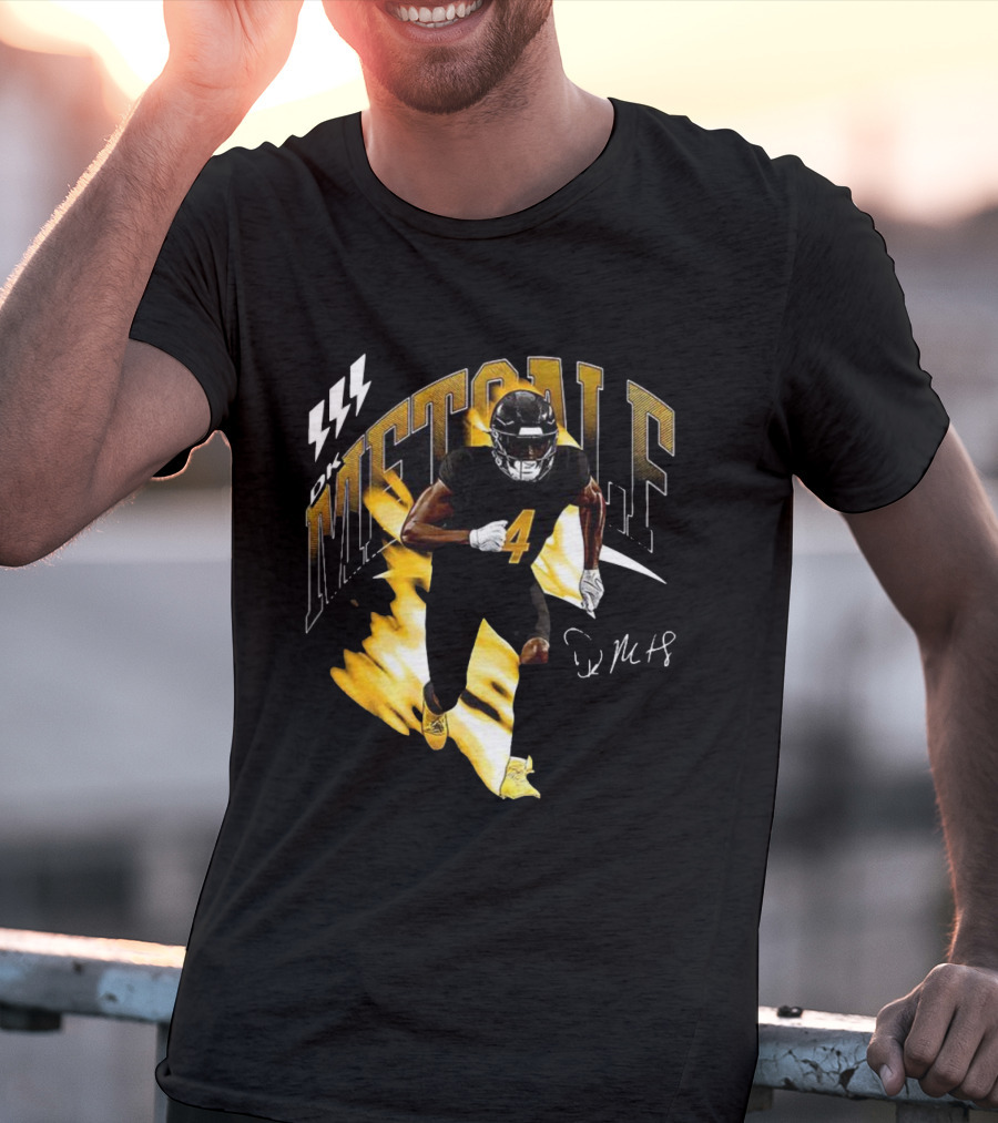 DK Metcalf Football Number 4 Pittsburgh Steelers Signature Retro T-Shirt