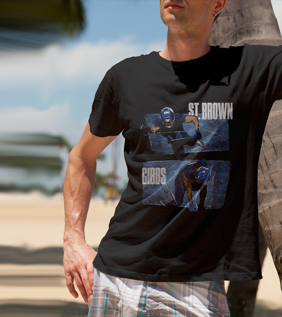 Detroit Lions Football Stars Jahmyr Gibbs And Amon-Ra St. Brown T-Shirt