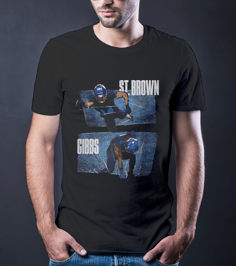 Detroit Lions Football Stars Jahmyr Gibbs And Amon-Ra St. Brown T-Shirt