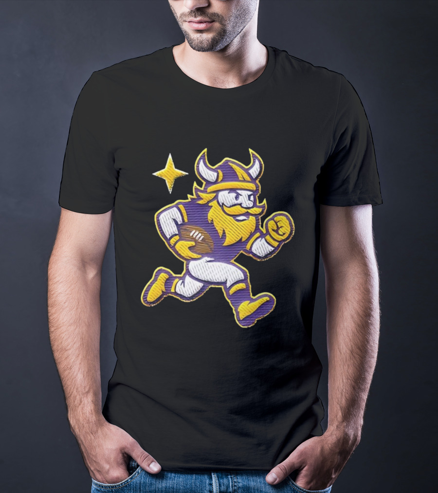 Minnesota Vikings NFL Mascot Running Football Star T-Shirt