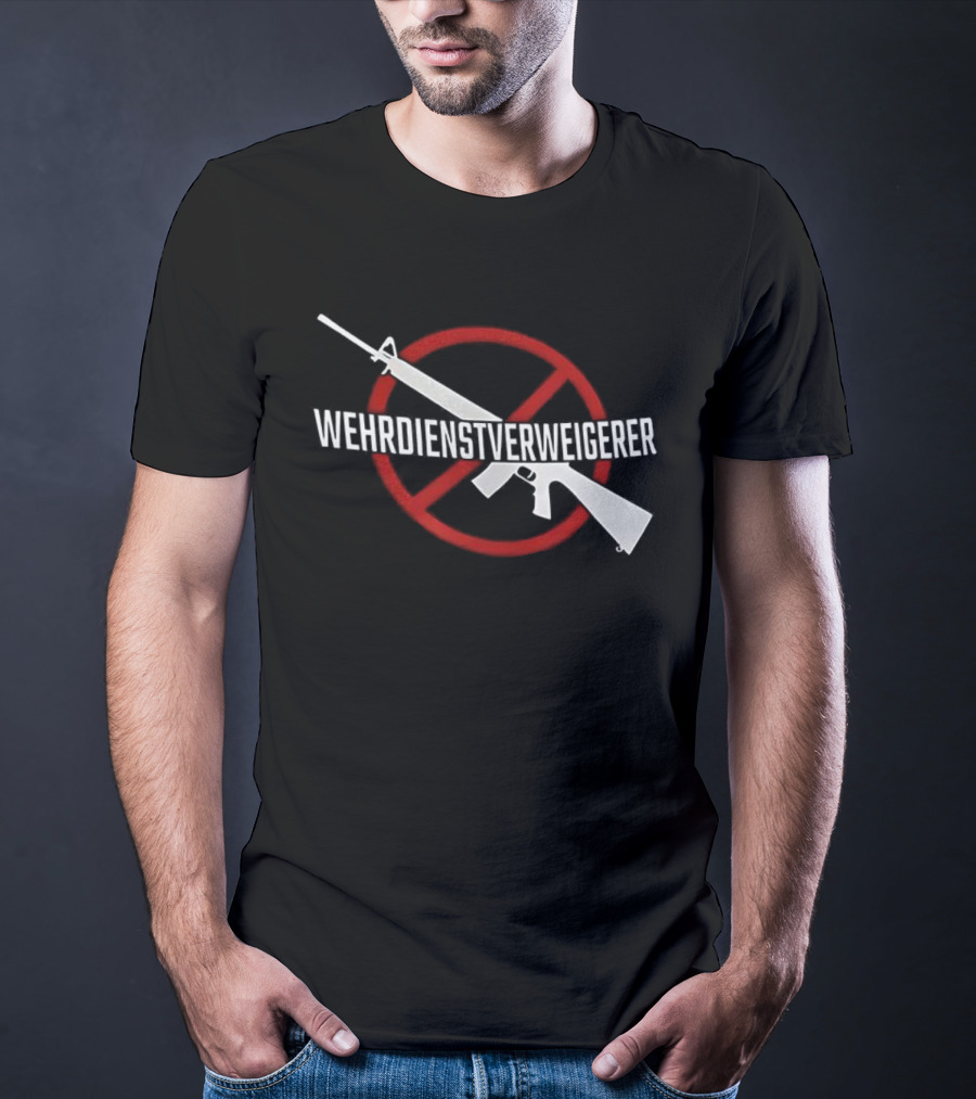 Wehrdienst Verweigern Anti-Gun Symbol Red Circle Rifle Imagery T-Shirt