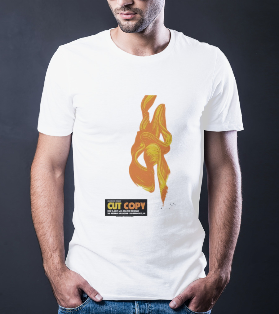 Cut Copy San Francisco November 13 2025 Concert Orange Yellow Flame Artwork T-Shirt