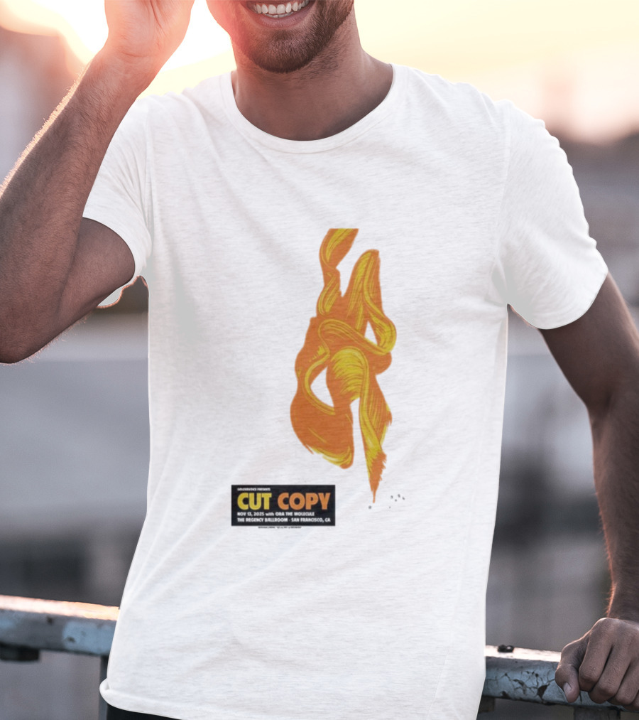 Cut Copy San Francisco November 13 2025 Concert Orange Yellow Flame Artwork T-Shirt