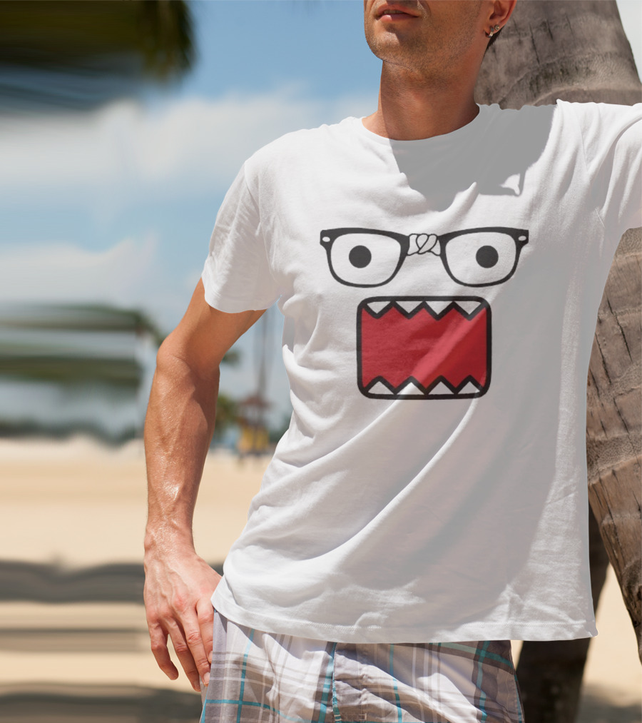 Domokun Red Mouth Nerd Glasses Classic Icon T-Shirt