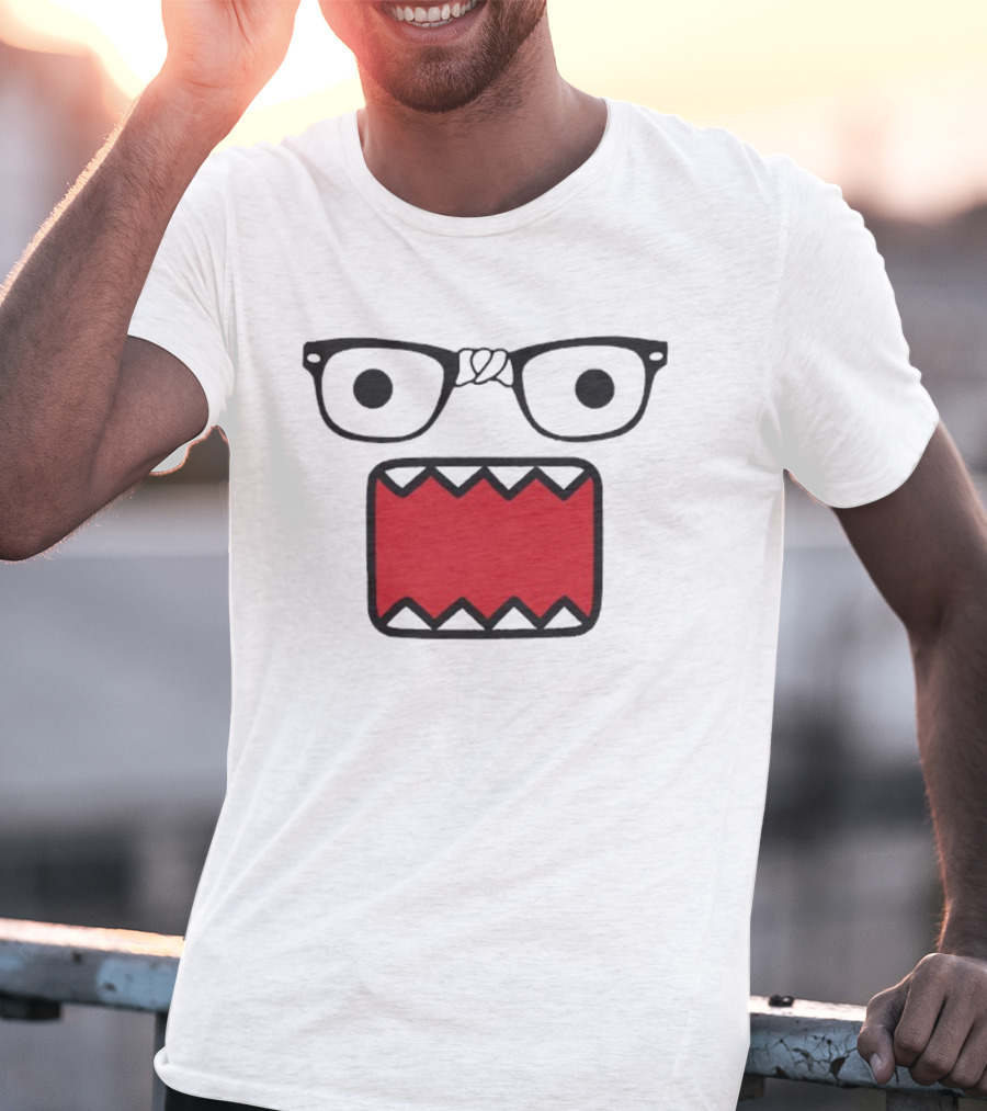 Domokun Red Mouth Nerd Glasses Classic Icon T-Shirt