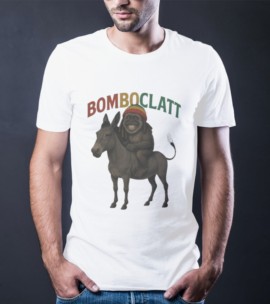 Bomboclatt Jahmunkey Donkey With Rasta Hat And Dreadlocks T-Shirt