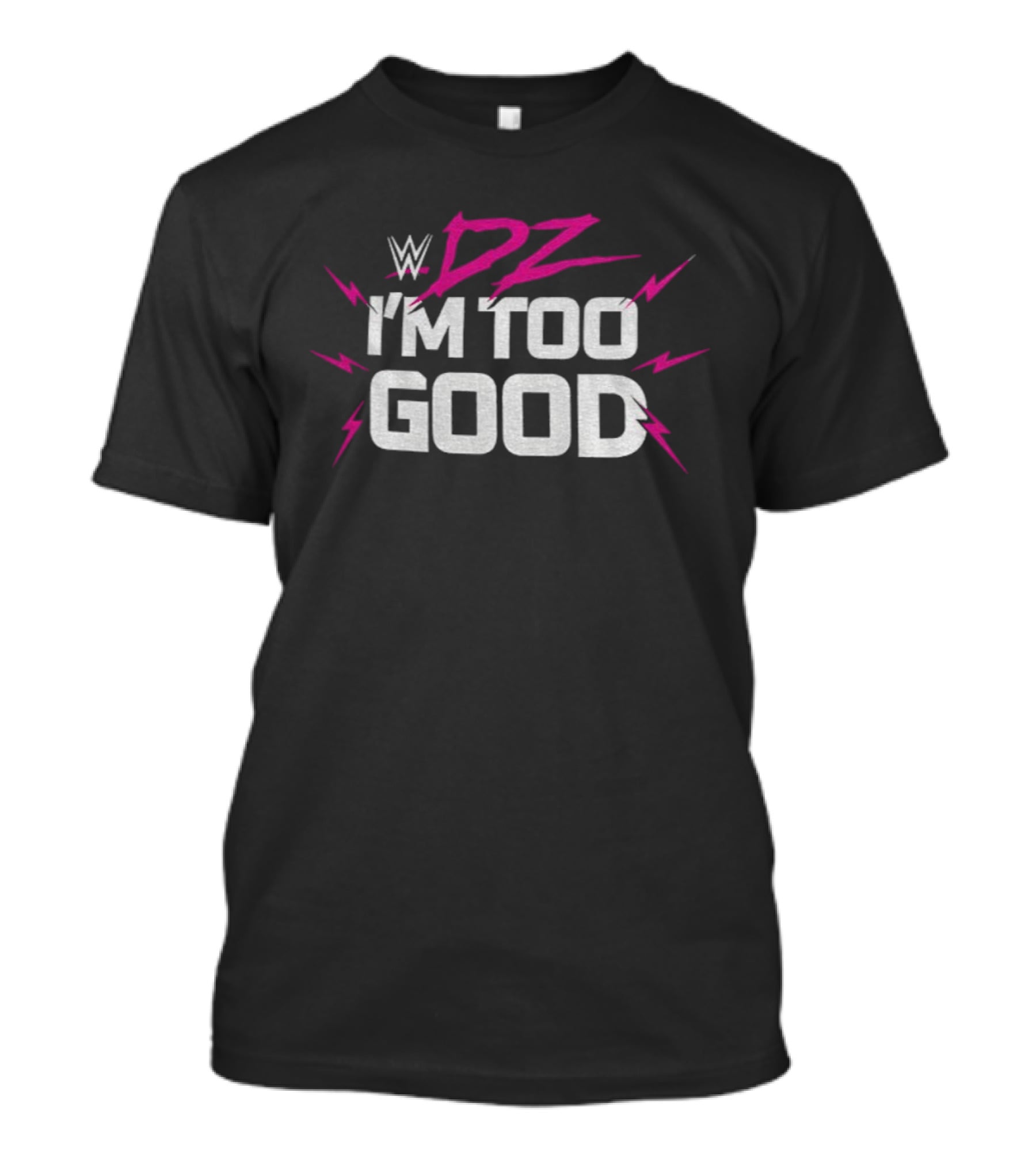 WWE DZ I’m Too Good Dolph Ziggler Pink And Silver Text With Lightning Bolts T-Shirt