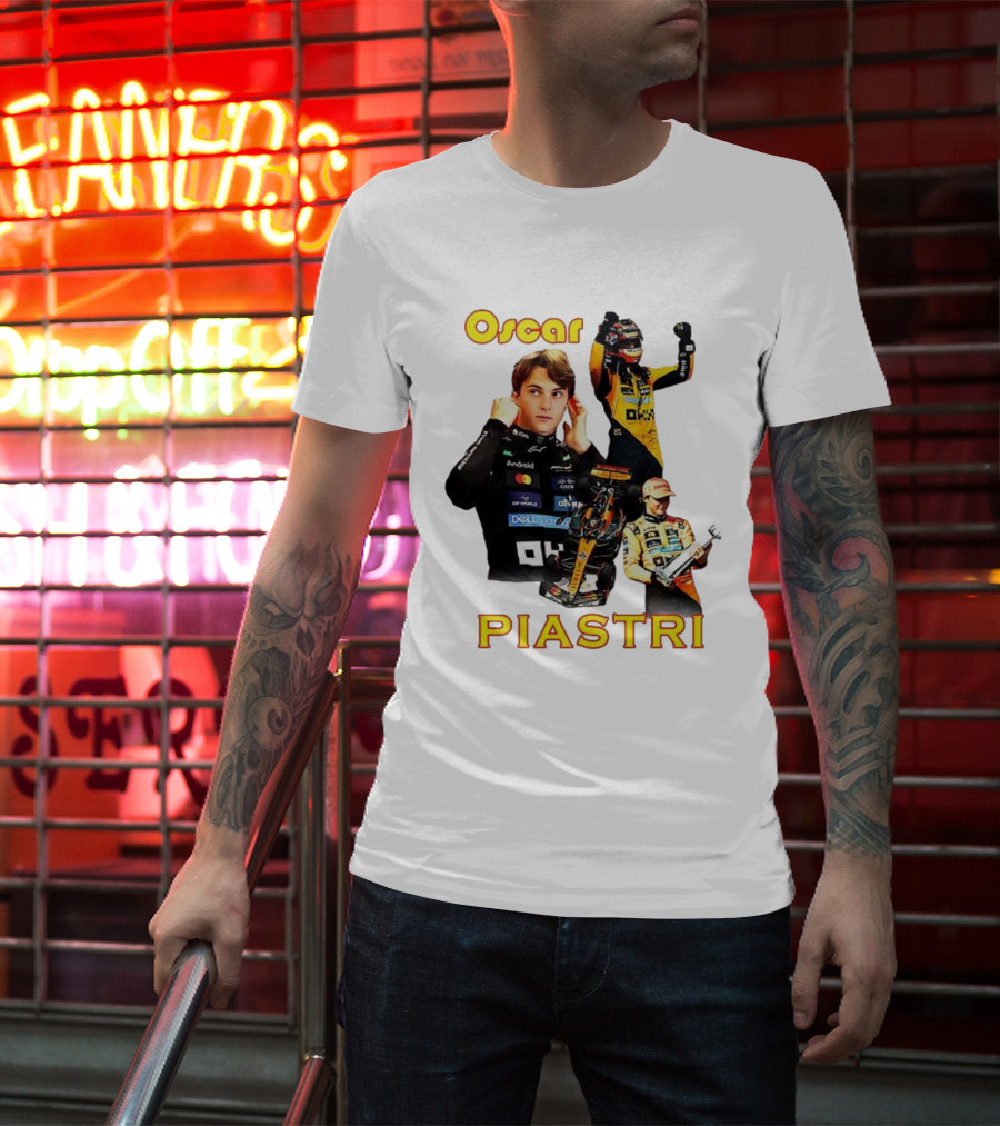 Oscar Piastri Formula 1 Racing Driver Montage T-Shirt