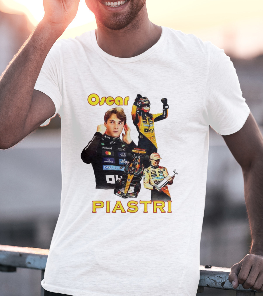 Oscar Piastri Formula 1 Racing Driver Montage T-Shirt