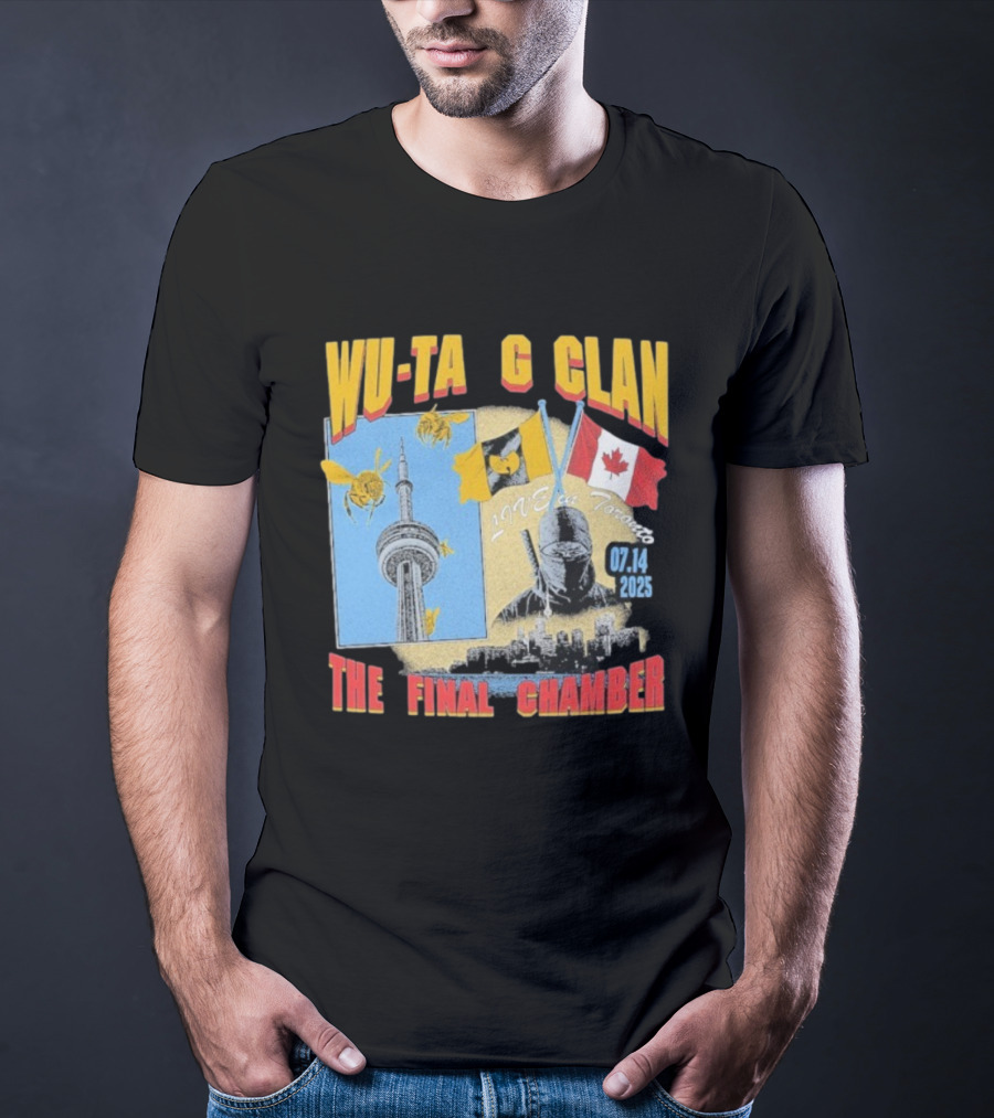 Wu Tang Clan The Final Chamber Live In Toronto 07.14 2025 Canada Flag CN Tower Bees T-Shirt