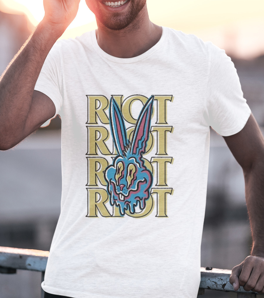 Riot Fest Bunny Dripping Psychedelic Graphic Art T-Shirt