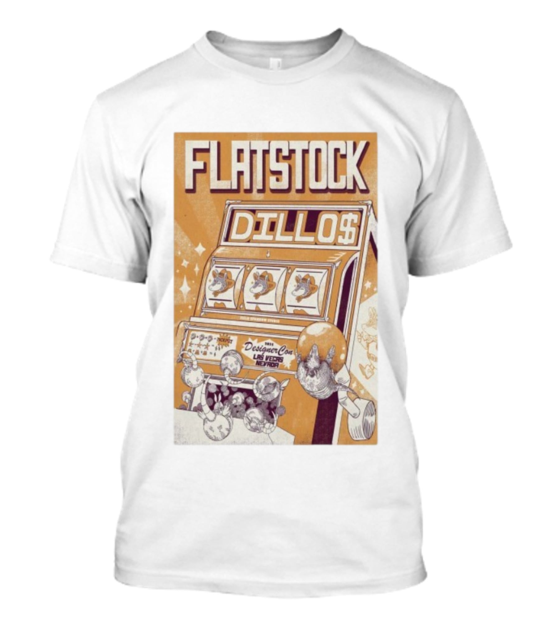 Flatstock Dillos 2025 Las Vegas Nevada DesignerCon Slot Machine Pangolin T-Shirt