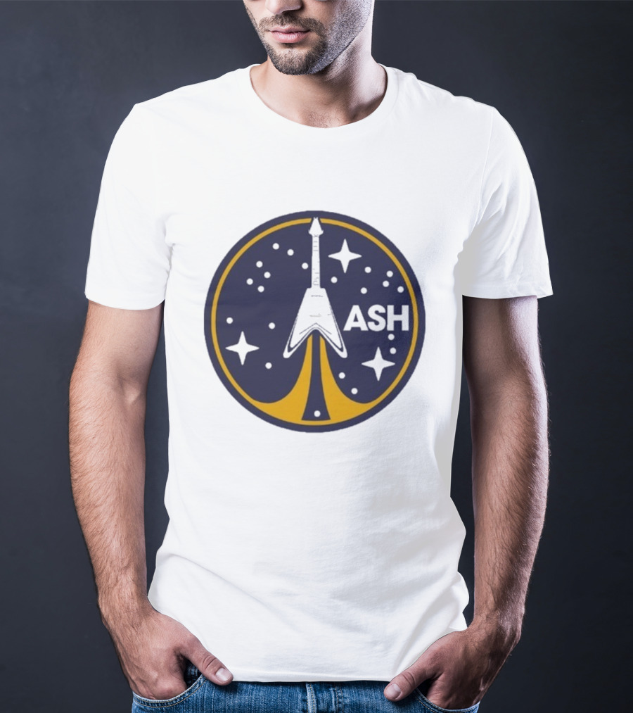 ASH Flying V Rocket Guitar Space Stars T-Shirt