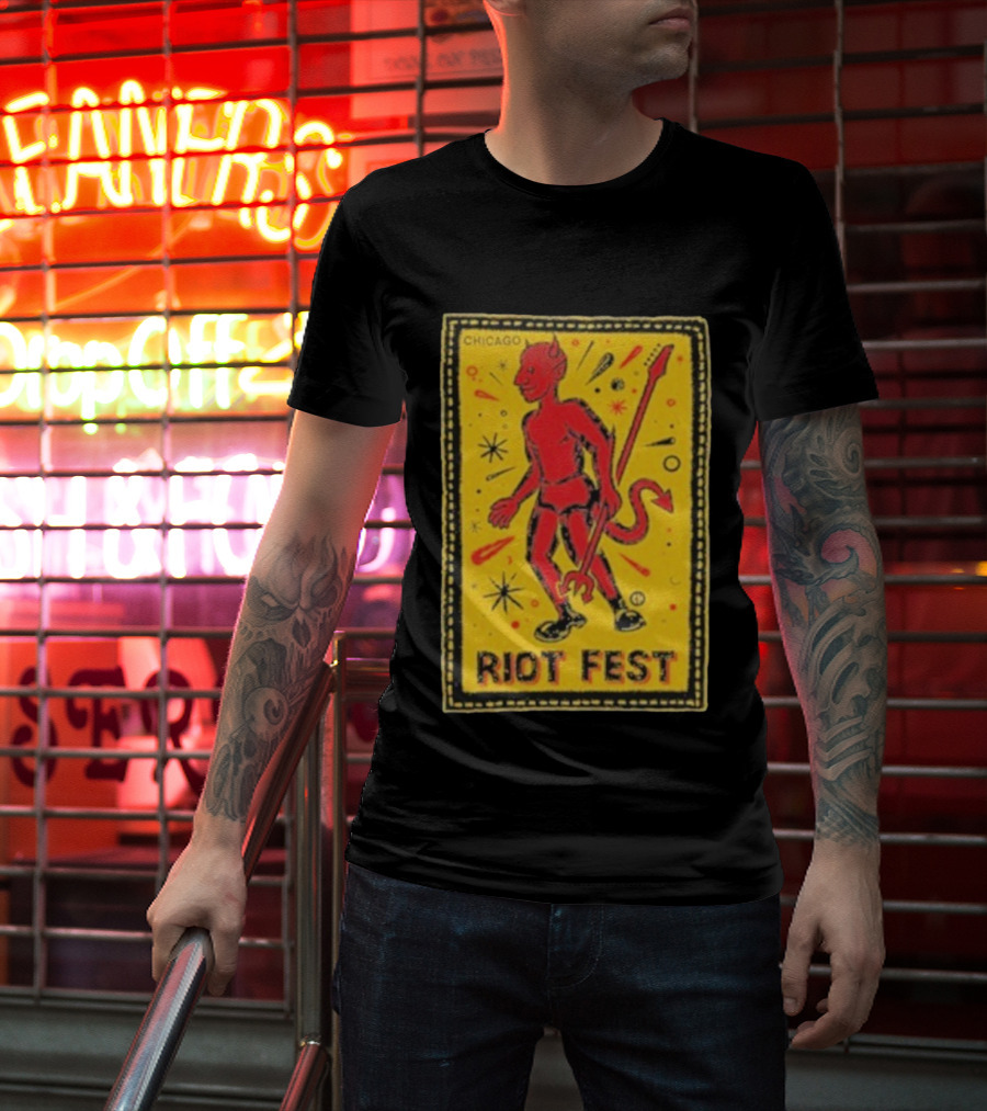 Riot Fest Chicago Chema Devil Retro Yellow Black Red T-Shirt