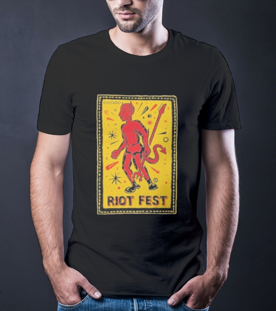 Riot Fest Chicago Chema Devil Retro Yellow Black Red T-Shirt