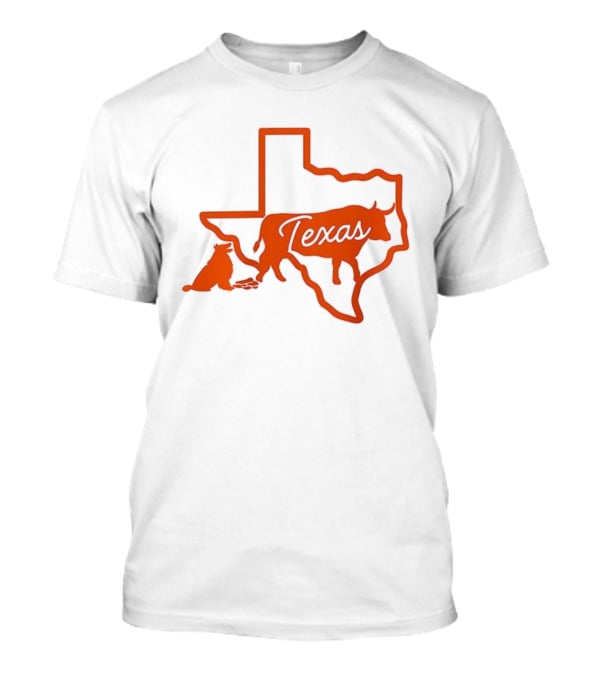 Texas Longhorns Rivalry Map Outline With Steer And State Silhouette Design T-Shirt