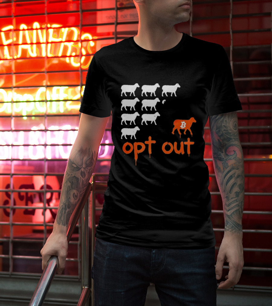 Bitcoin Opt Out Sheep Herd Graphic T-Shirt