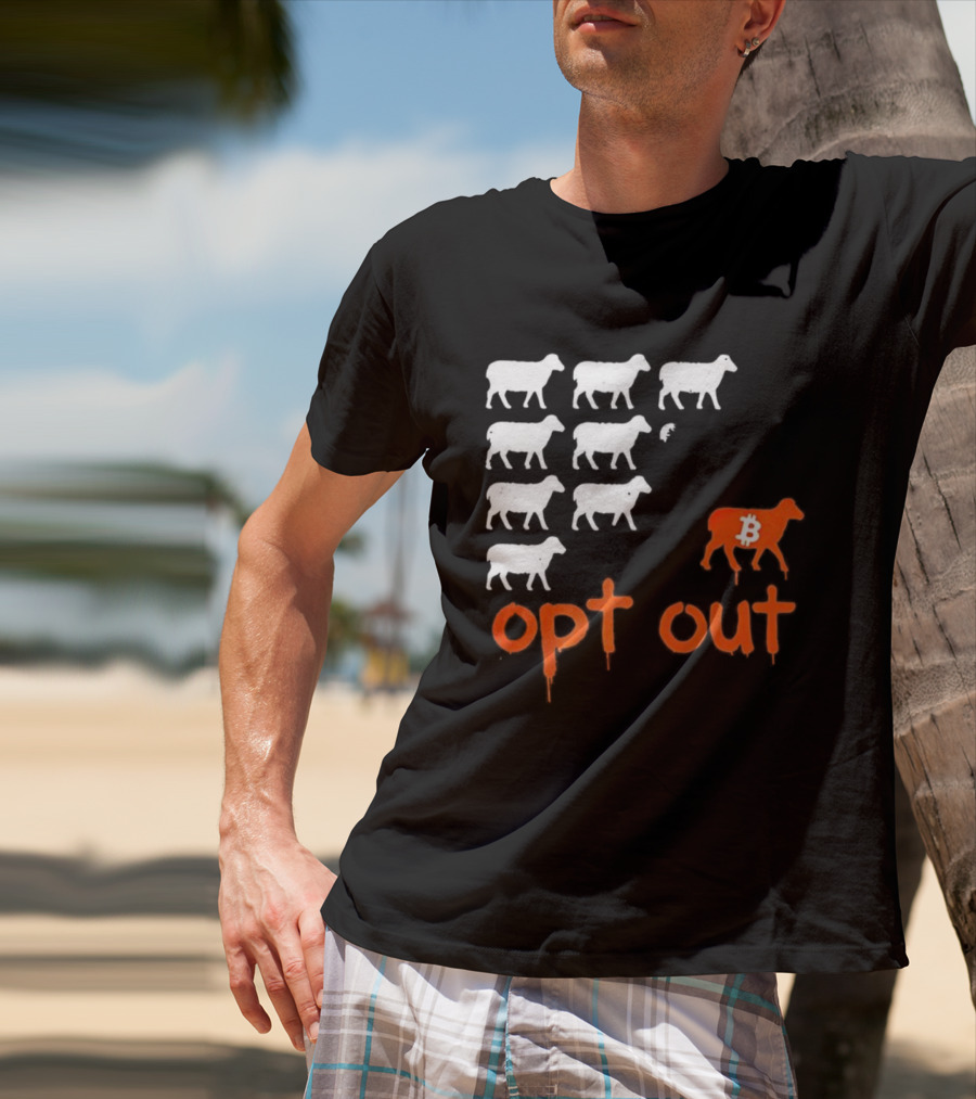 Bitcoin Opt Out Sheep Herd Graphic T-Shirt