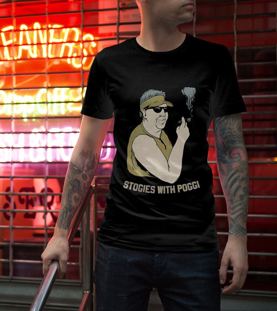 Stogies With Poggi Biff Poggi Smoking Cigar Artwork T-Shirt