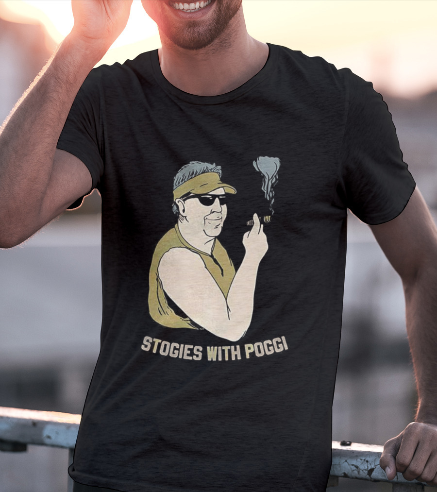 Stogies With Poggi Biff Poggi Smoking Cigar Artwork T-Shirt