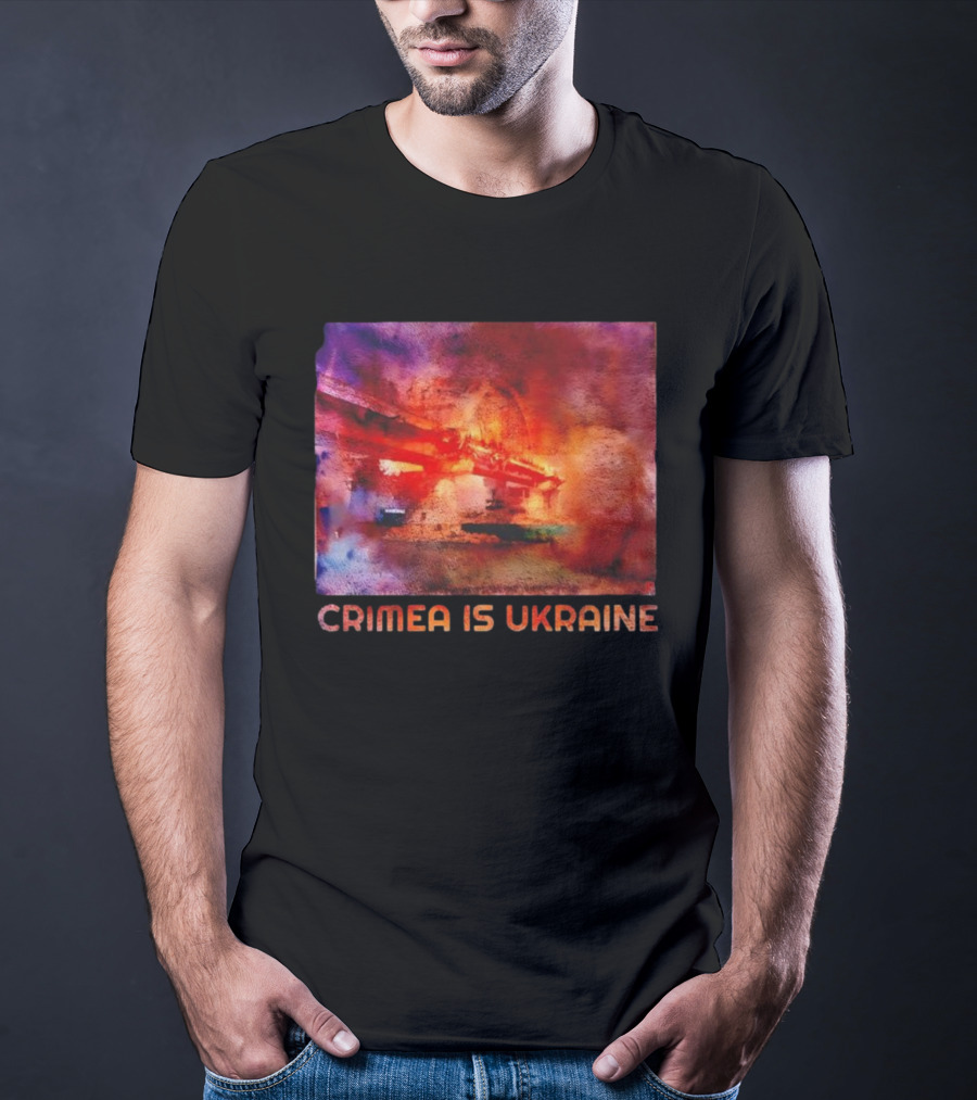 Crimea Is Ukraine Watercolor Bridge Explosion Imagery T-Shirt