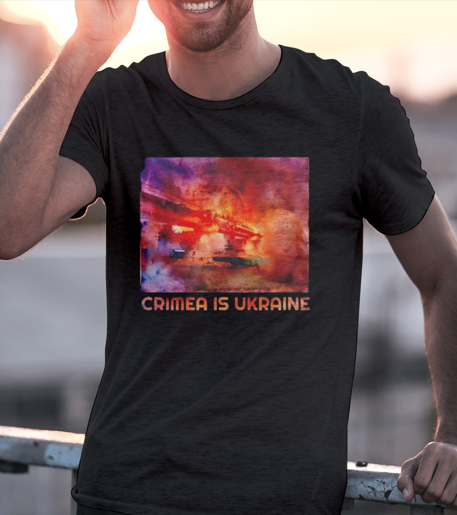 Crimea Is Ukraine Watercolor Bridge Explosion Imagery T-Shirt
