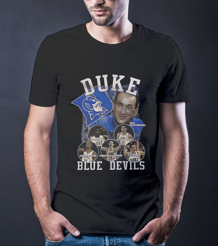 Duke Blue Devils Mike Krzyzewski Kyrie Irving Jayson Tatum Shane Battier Christian Laettner JJ Redick Vintage Legends T-Shirt