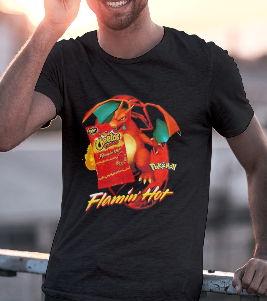 Flamin’ Hot Cheetos Charizard Pokémon Crossover T-Shirt
