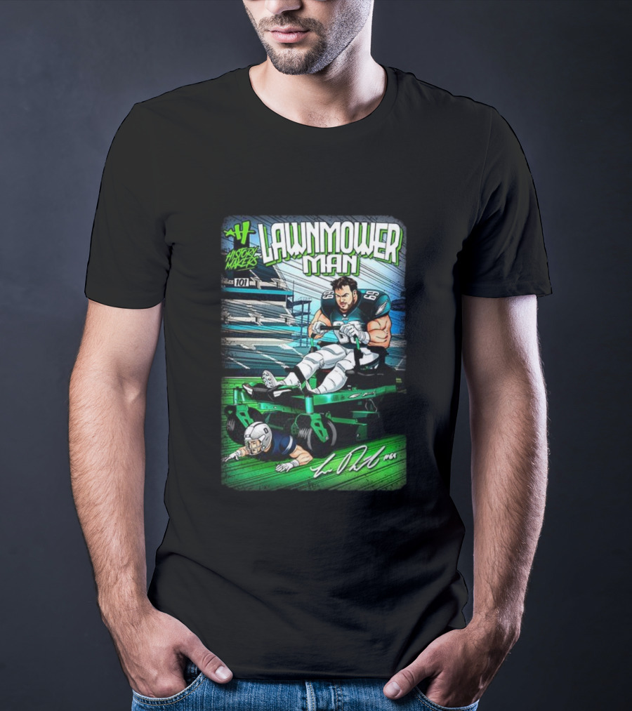 Landon Dickerson Philadelphia Eagles Lawnmower Man Historical Makers Comic Signature T-Shirt