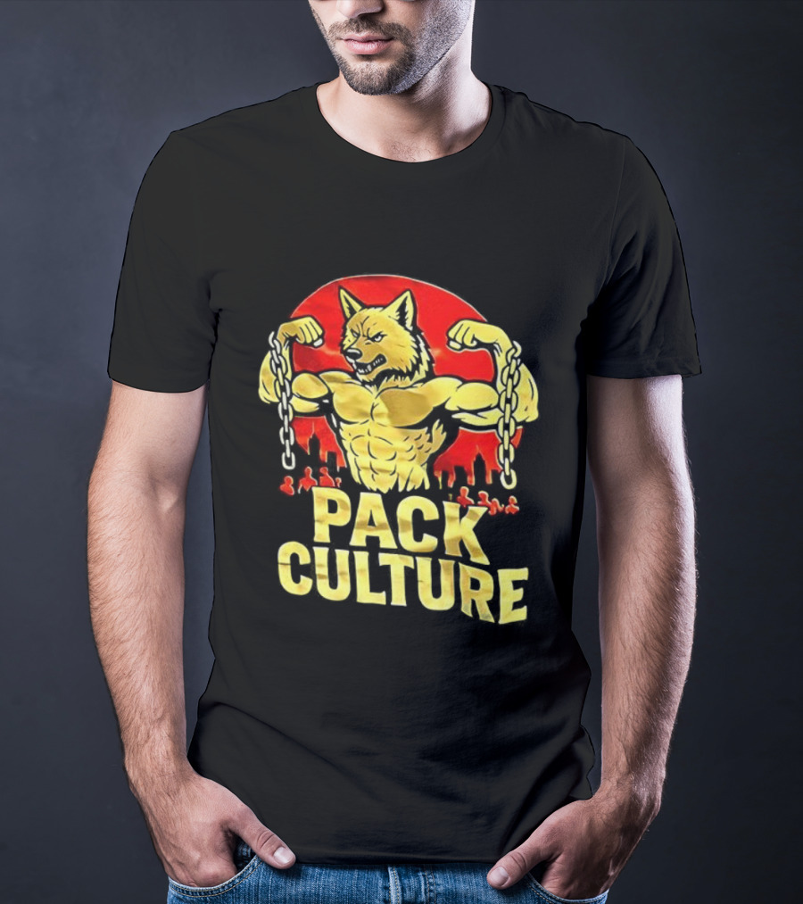 Pack Culture Thunder Wolves Buff Wolf With Chains T-Shirt