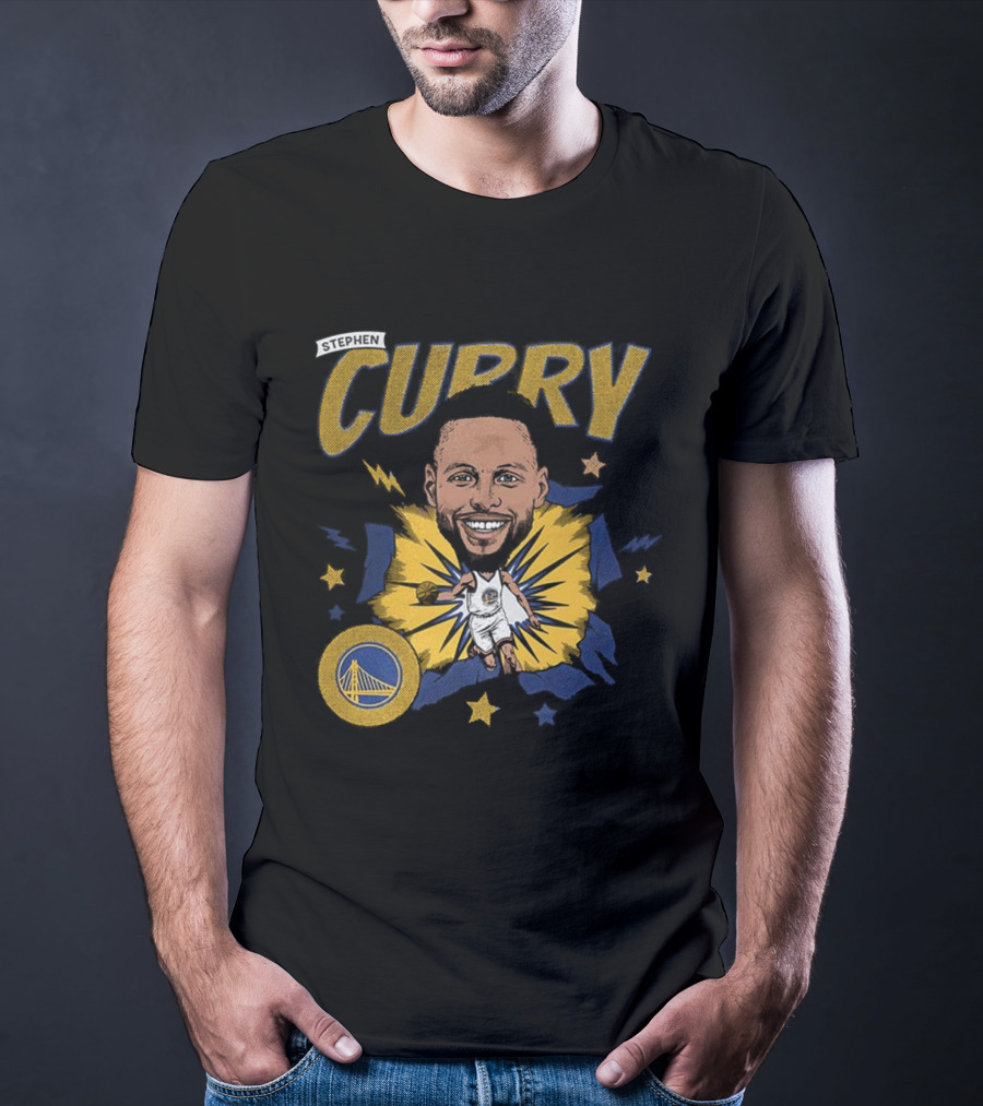 Stephen Curry Golden State Warriors NBA Caricature Vibrant Design T-Shirt
