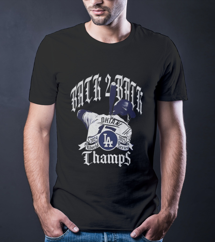 LA Dodgers Back 2 Back Champs 24 World Series Shohei Ohtani Apparel T-Shirt