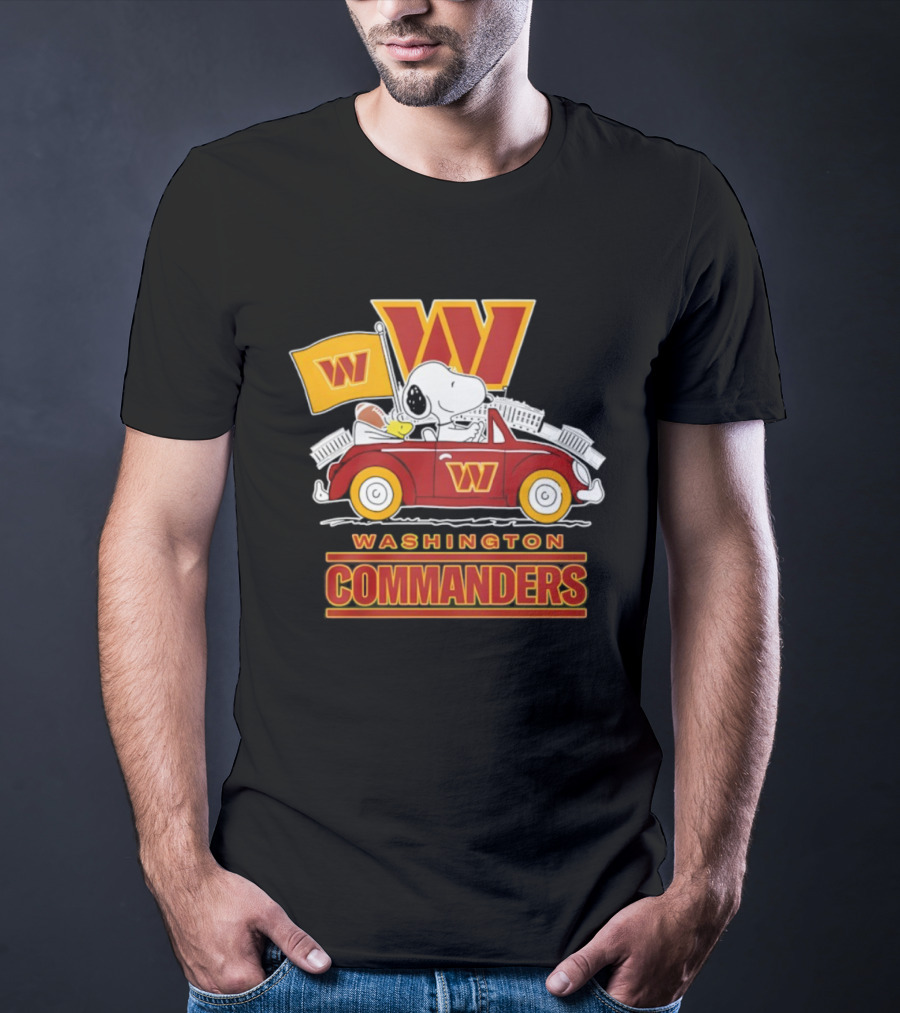 Washington Commanders Snoopy Woodstock Driving Football Car Fan Gear T-Shirt