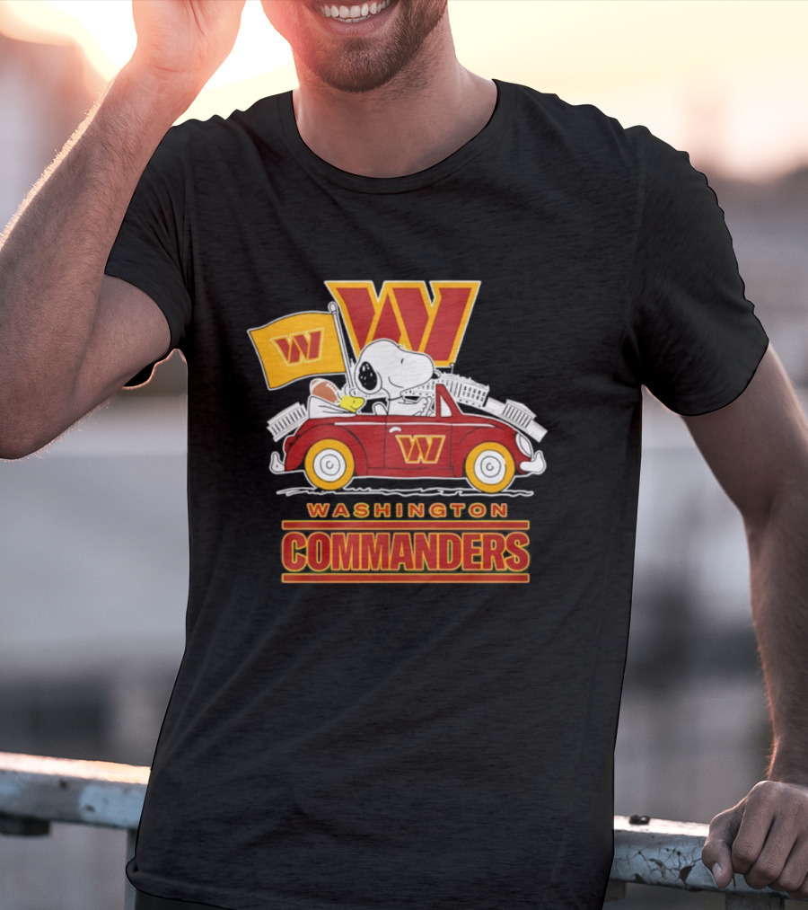 Washington Commanders Snoopy Woodstock Driving Football Car Fan Gear T-Shirt