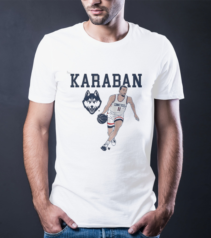 Karaban UConn Huskies Basketball Big East Conference Player Pose T-Shirt