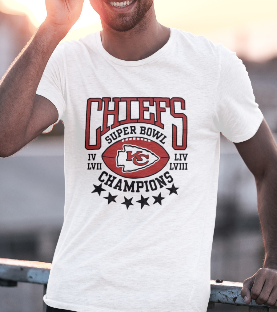 CHIEFS Super Bowl Champions KC IV LIV LVII LVIII T-Shirt