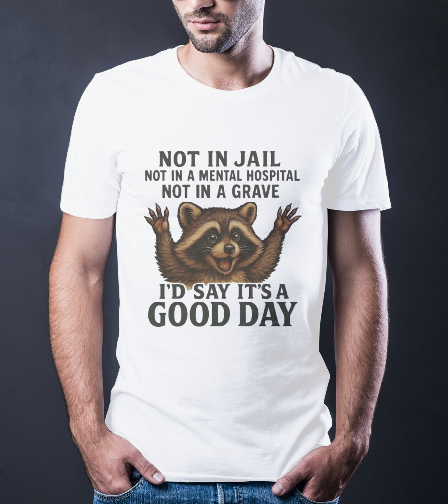 Raccoon Not In Jail Not In A Mental Hospital Not In A Grave I’d Say It’s A Good Day T-Shirt
