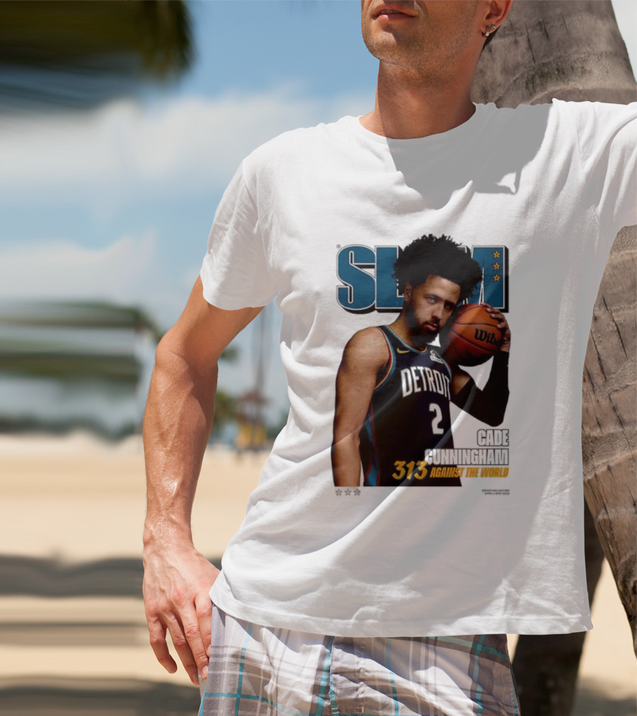 Slam Cade Cunningham Detroit Pistons 313 Against The World T-Shirt