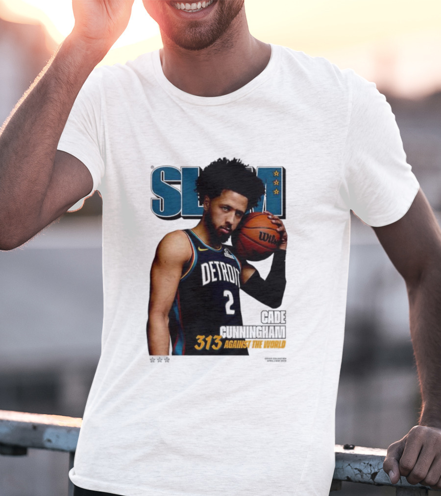 Slam Cade Cunningham Detroit Pistons 313 Against The World T-Shirt