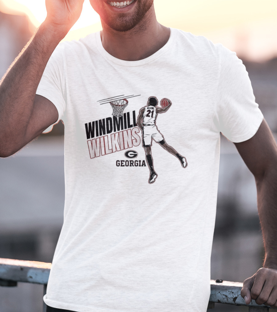 Windmill Wilkins Georgia Basketball Cartoon Iconic Slam Dunk T-Shirt