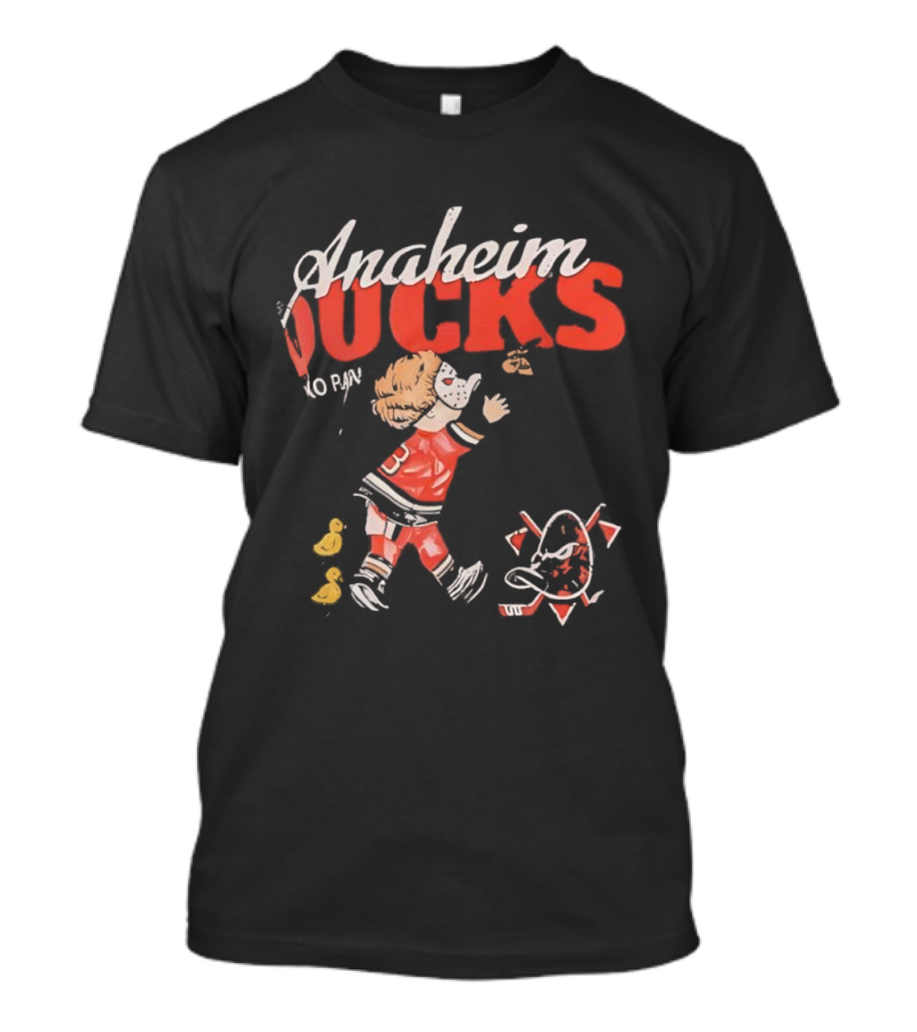 Anaheim Ducks Vintage Style Hockey Player And Mascot Retro Graphics T-Shirt