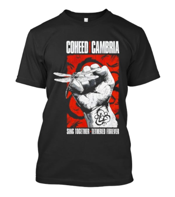 Coheed And Cambria Sing Together Tethered Forever Fist Symbol Red Background T-Shirt