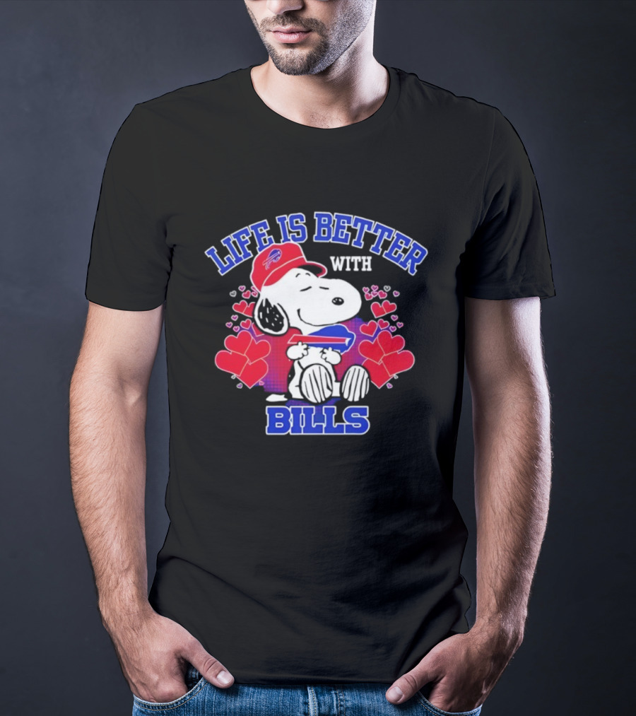 Life Is Better With Buffalo Bills Snoopy Hearts And Football Team Spirit T-Shirt