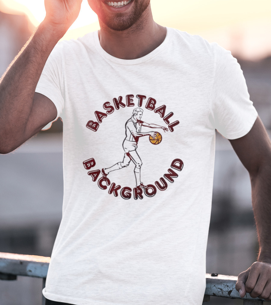Basketball Background Player Dribbling Ball Silhouette T-Shirt