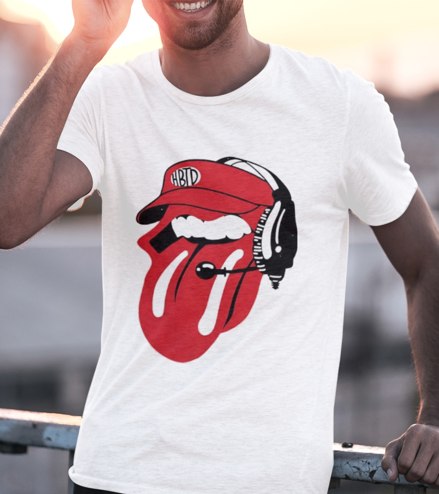 Red Hat Tongue Out Georgia Football Headset T-Shirt