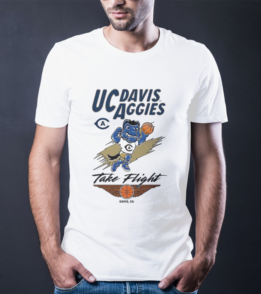 UC Davis Aggies Basketball Mascot Take Flight Davis CA T-Shirt