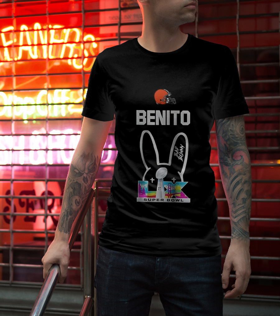 Cleveland Browns Benito Bad Bunny Super Bowl LIV Iconic Signature T-Shirt