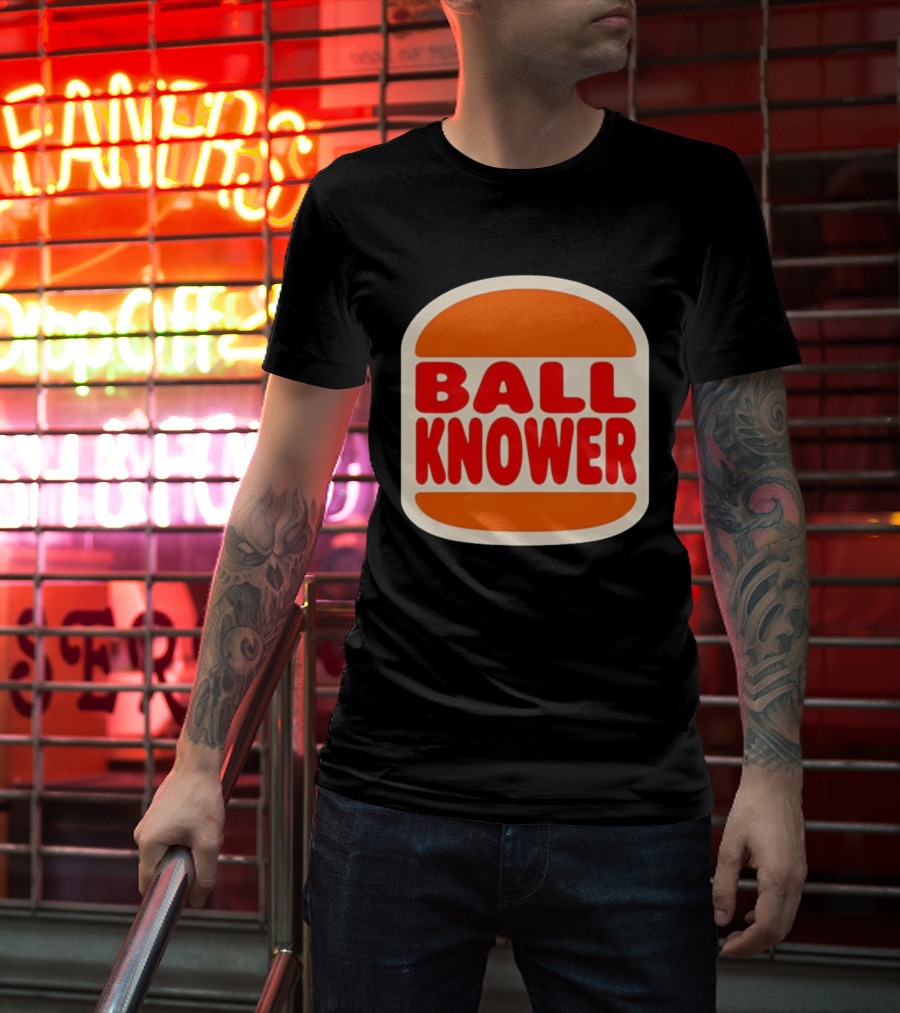 Ball Knower Parody Fast Food Logo T-Shirt