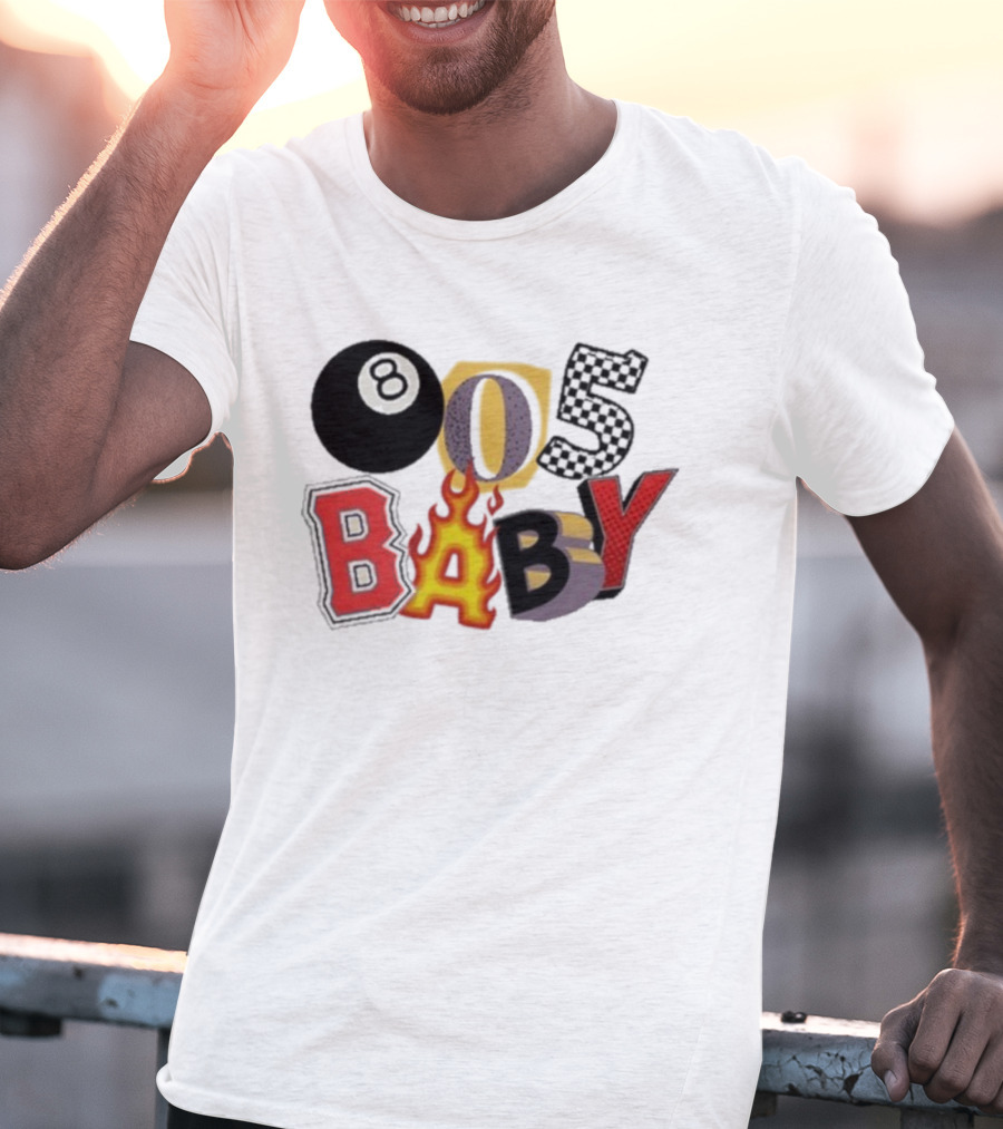 Big Time 805 Baby Eight Ball Fire Letters Retro Style T-Shirt